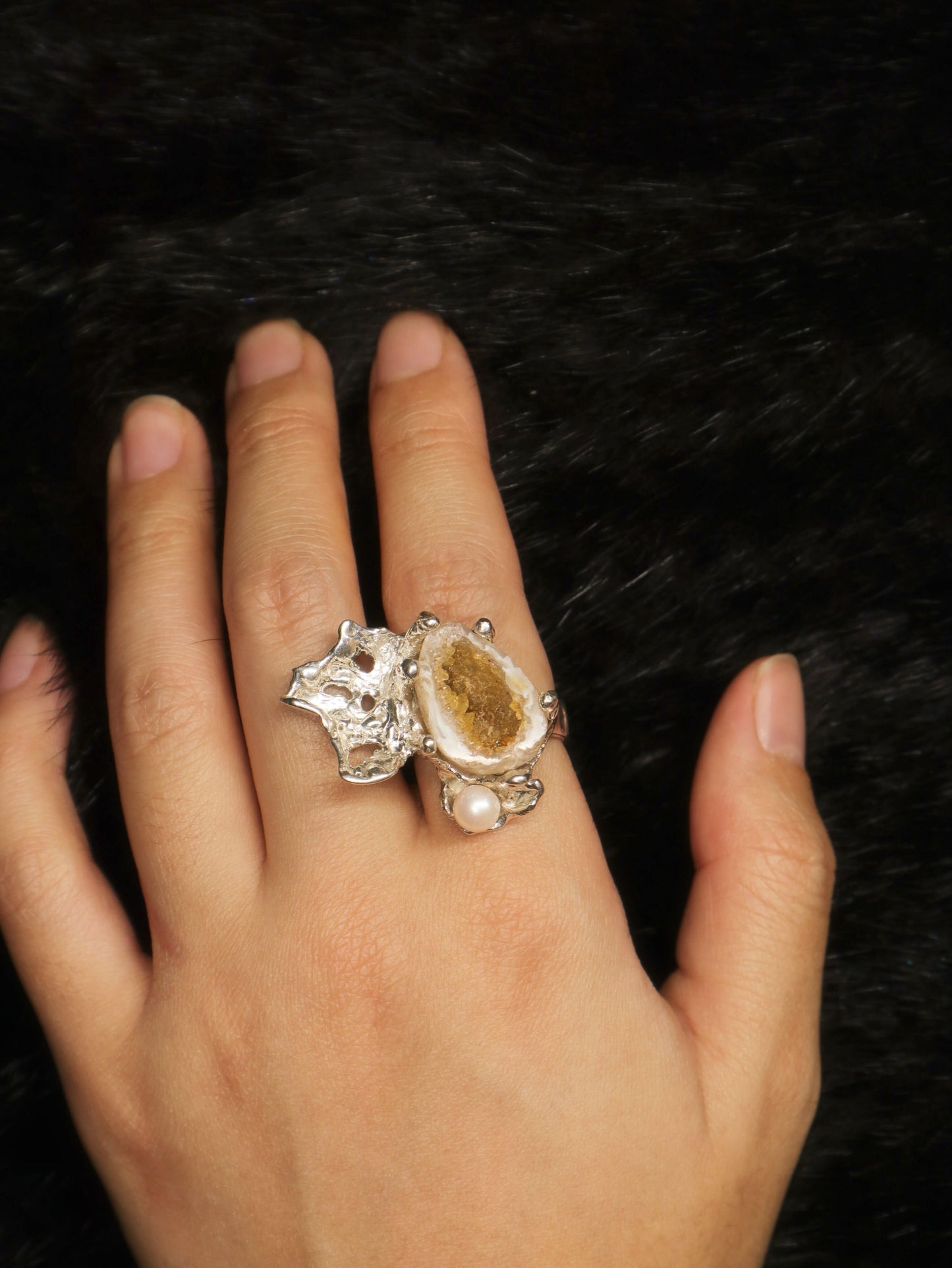 Agate Geode Ring, Currently on display at Lewis Gallery
