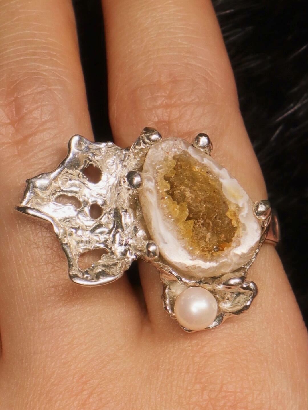 Agate Geode Ring, Currently on display at Lewis Gallery