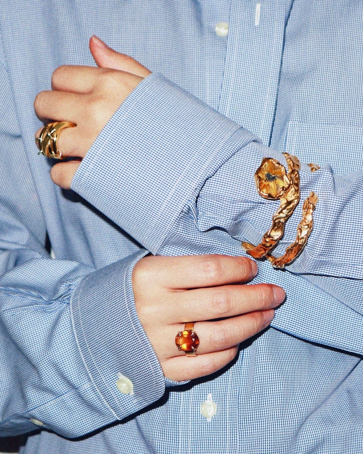 Star Rutilated Quartz Cuff Bracelet