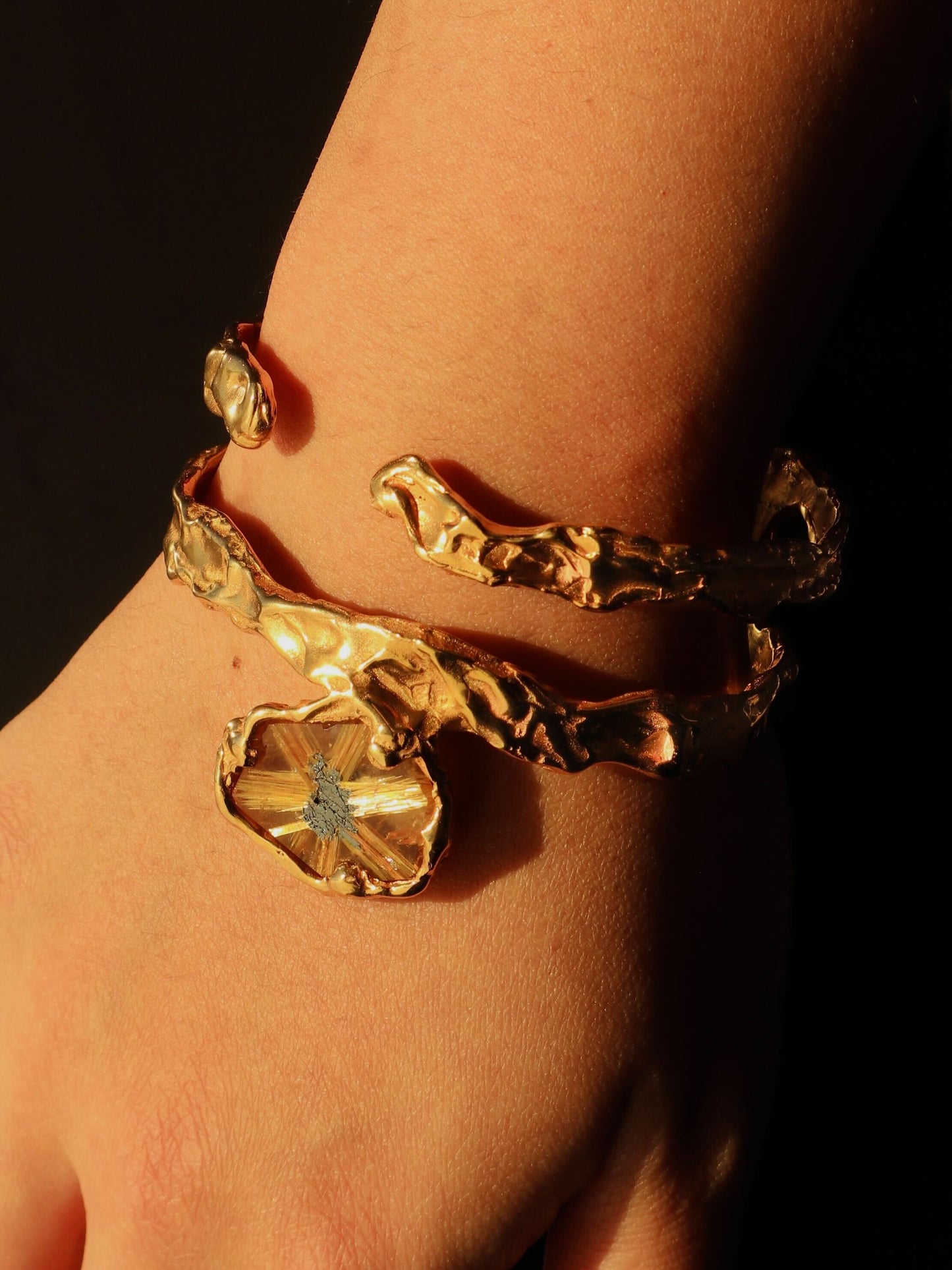 Star Rutilated Quartz Cuff Bracelet