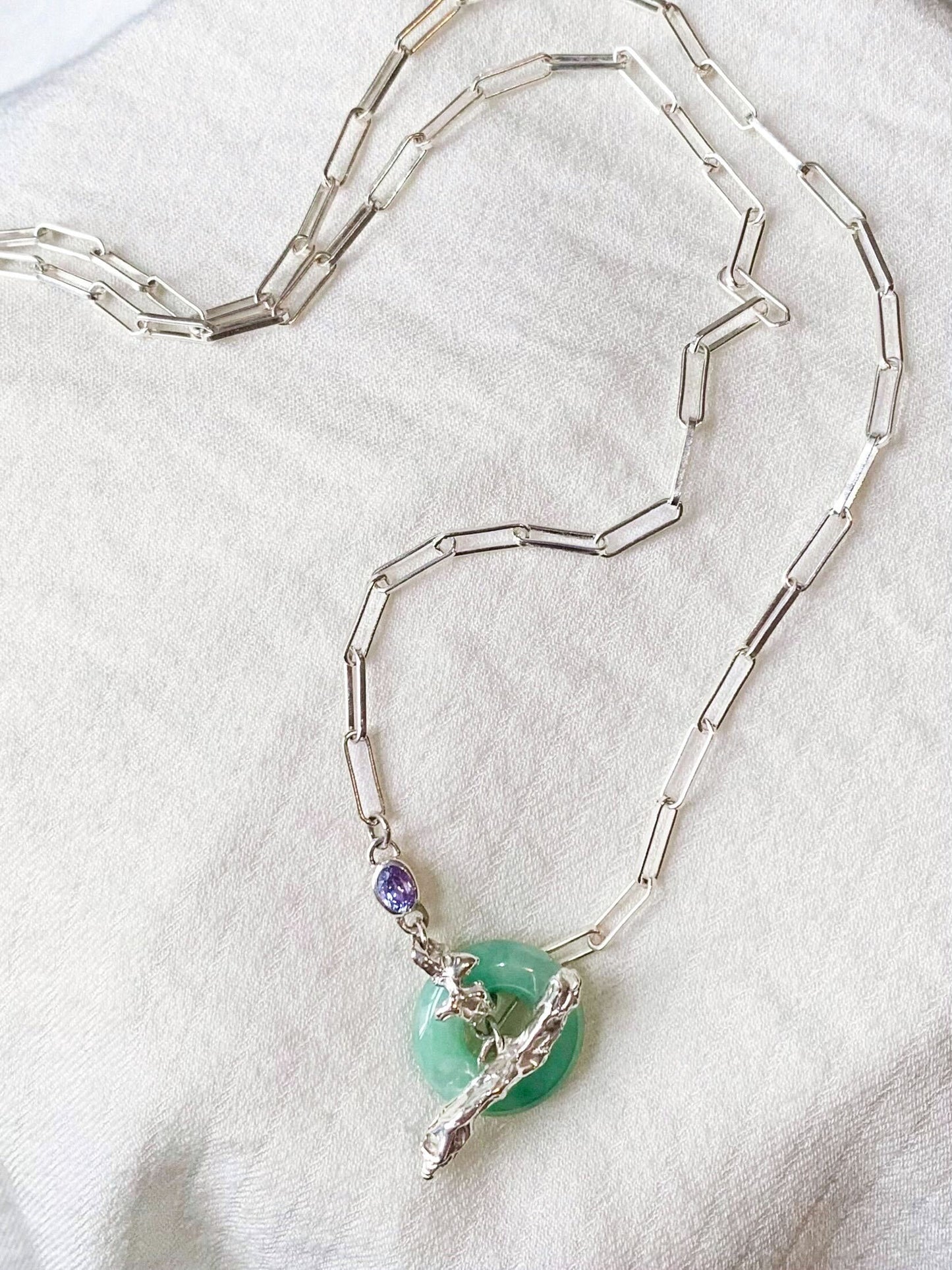 Jade Toggle Necklace With Sapphire