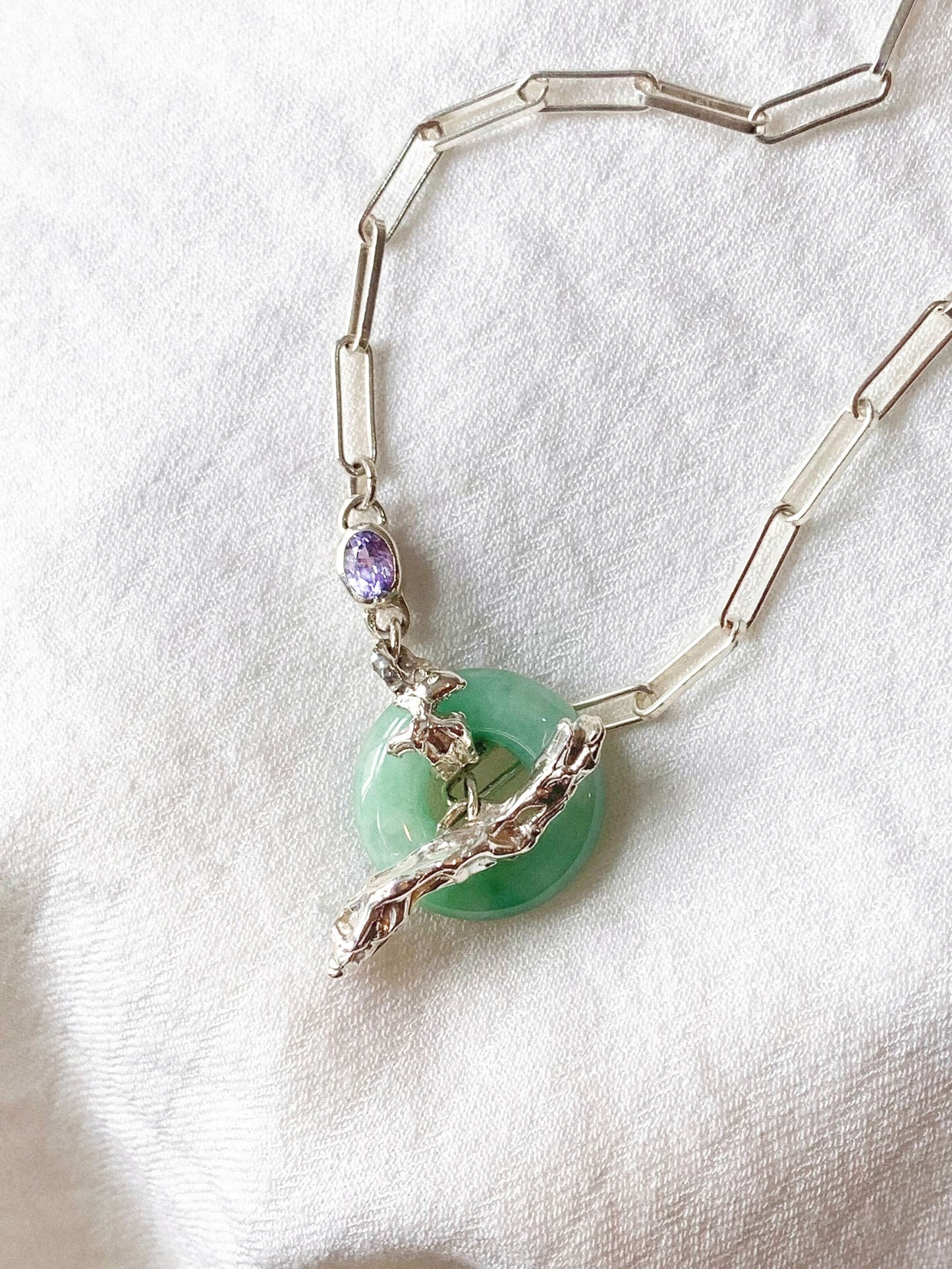 Jade Toggle Necklace With Sapphire