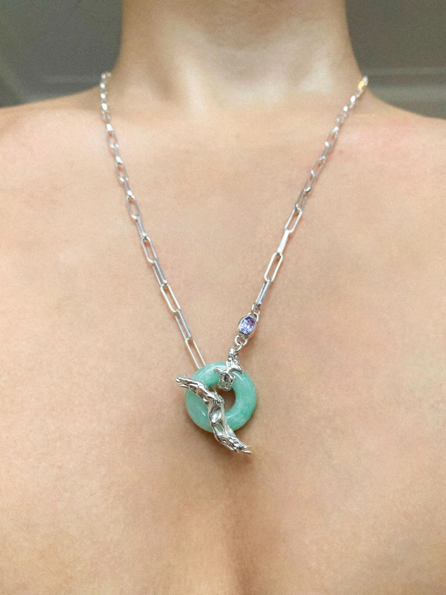 Jade Toggle Necklace With Sapphire